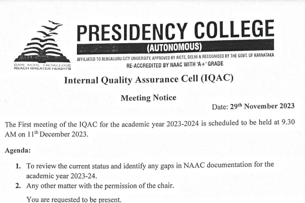 IQAC Meeting notice
